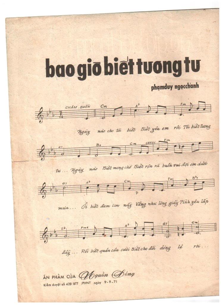 Bao Giờ Biết Tương Tư - Phạm Duy