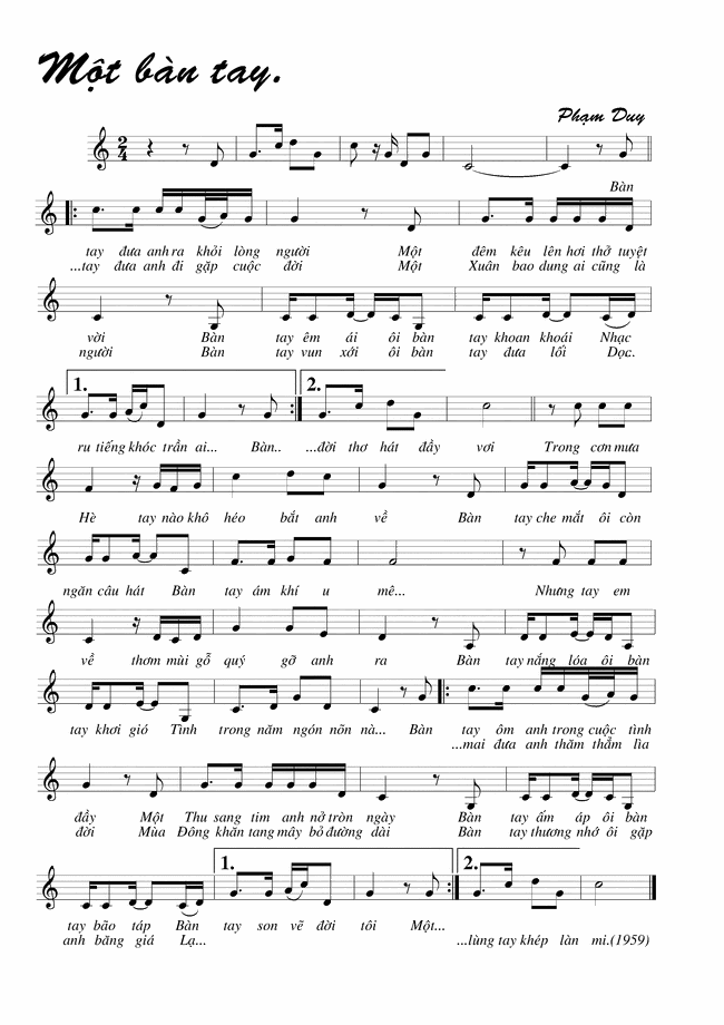 Một Bàn Tay - Phạm Duy
