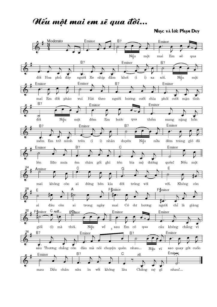 Nếu Một Mai Em Sẽ Qua Đời - Phạm Duy
